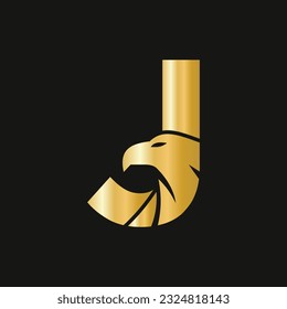 Letter J Eagle Logo Design. Transportation Symbol Vector Template