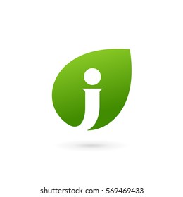 Letter J eco leaves logo icon design template elements