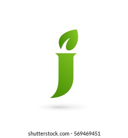 Letter J eco leaves logo icon design template elements