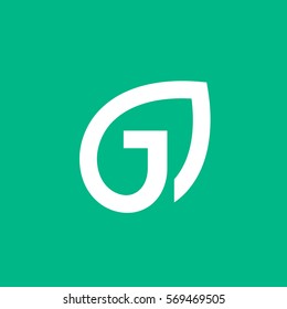 Letter J eco leaves logo icon design template elements