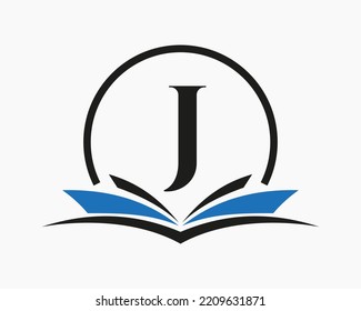 Letter J Education Logo Book Concept. Training Career Sign, University, Academy Graduation Logo Template Design