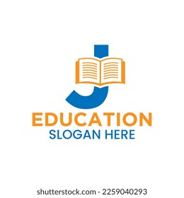 Letter J Education Logo Concept With Open Book Icon Template