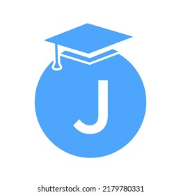 Letter J Education Logo Template. Education Logotype Concept With Educational Graduation Hat