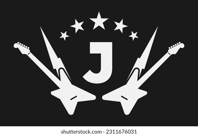 letter J electric guitar vector logo design