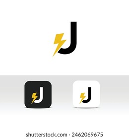 Letter J Electric Logo - Thunder,Lightning,flash,voltage,charge and electricity logo design idea - Alphabetic or font logo for letter J