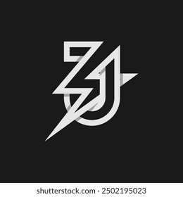 letter J electric logo, tunder bolt design logo template, vector illustration