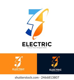 Letter J Electric Logo vector design. Suitable for initial Lightning Bolt,  corporate, technology, and poster illustration symbol