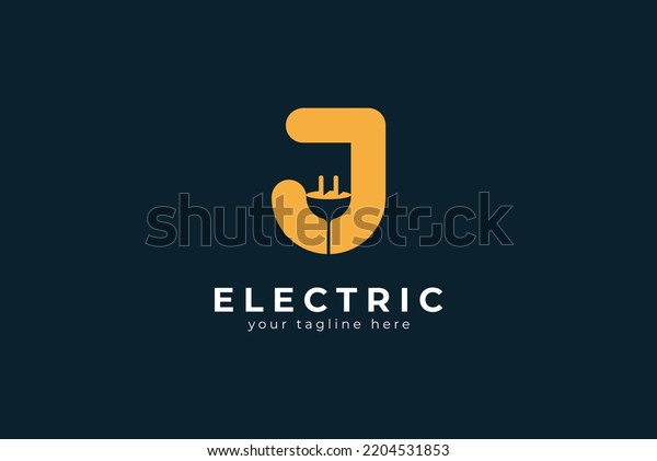 Letter J Electric Plug\
Logo, Letter J and Plug combination, flat design logo template,\
vector illustration