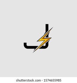 Letter J Electrical Bolt logo icon. Design concept Abstract techno thunder bolt  with letter J for corporate, technology, initial , community and more technology brand identity.