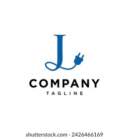 Letter J Electrical Plug logo icon vector template.eps