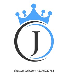 Letter J Elegant Crown Logo Template. Royal Crown Logotype Luxury Sign  for Beauty, Fashion, Spa, Star Symbol