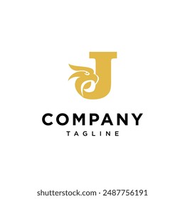 Letra J Elegant Eagle logo icon Vector Plantilla.eps