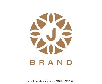 Letter J Elegant Flower Emblem Logo Vector illustrations.