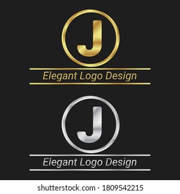 Letter J Elegant Logo. Elegant Logo Design. Silver Gold Logo Design. Luxury Design. Royal Design.