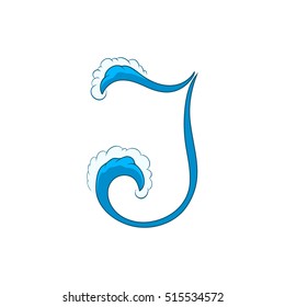 The letter "J" with elements of sea wave and foam.