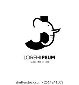 Letter J Elephant Logo Design Vector Icon Graphic Emblem Illustration Symbol