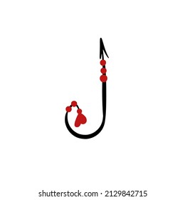 Letter J of English. Latin alphabet letter decorated with hearts and arrows vector illustration. Kids flat alphabet vector set - Love spring font - letters.