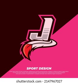 Letter J esport design template with indian fur style, gamer and sport logo illustration