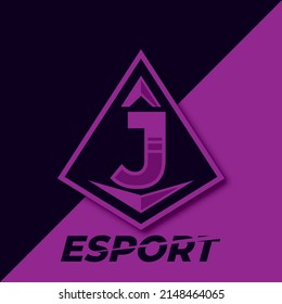 Letter J esport logo, triangle esport logo design template, badge esport logo illustration vector