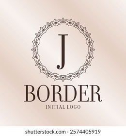 letter J ethnic border initial logo with soft gradient background