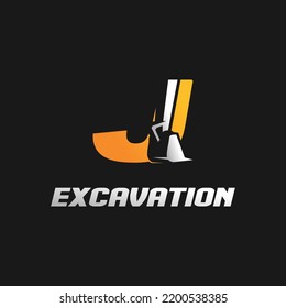 Letter J excavator logo concept template vector.