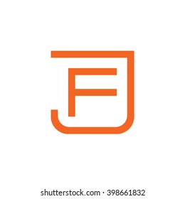 letter J and F monogram square shape logo orange