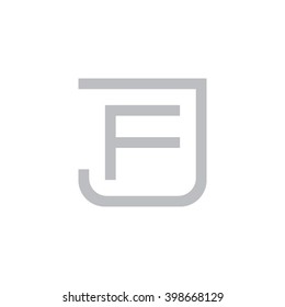 letter J and F monogram square shape logo gray