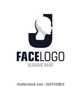 Letter J Face Logo Design Template Inspiration, Vector Illustration.