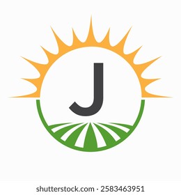 Letter J Farming and Agriculture Logo Design Vector Template