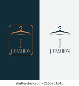 Letter J fashion logo, Hanging letter J vector Icon, boutique logo design. Initial capital J letter hanger icon
