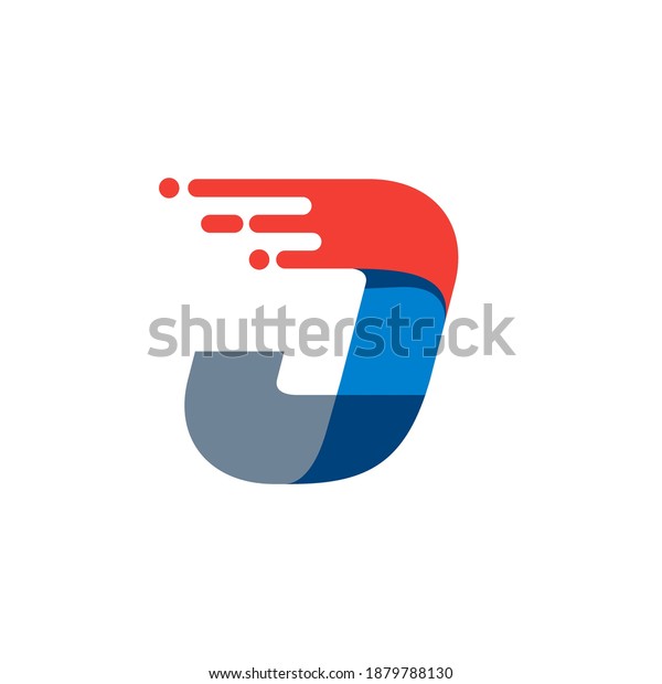 Letter J fast speed motion logo. Oblique font with\
red line for sportswear labels, delivery poster, racing identity,\
taxi cards etc.