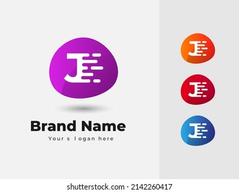 Letter J Fast Speed Technology Abstract Colorful Vector Logo Design
