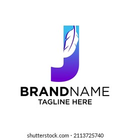 Letter J Feather Logo Design Template Inspiration, Vector Illustration.