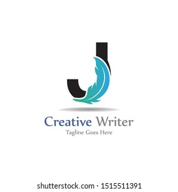 Letter J with feather template design, concept design creative symbol