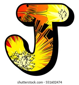 Letter J Filled Comic Book Explosion Stock Vector (Royalty Free ...