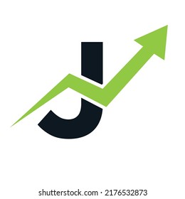 Letter J Financial Logo. Finance and Financial Investment Development Logo Template Concept with Business Growth Arrow