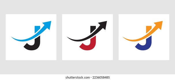 Letter J Financial Logo. Marketing And Finance Business Logotype With Growth Arrow Symbol