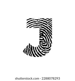 Letter J and Fingerprint Texture Design Icon