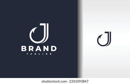 letter J fishing hook logo