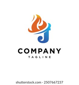 Letra J Vector de icono de logotipo de llama.