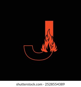 Letter J Flame logo icon vector