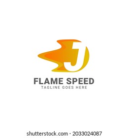letter J flame speed vector logo design