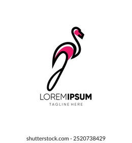 Letter J Flamingo Logo Design Vector Icon Graphic Emblem Symbol Illustration