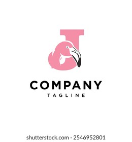 Letter J Flamingo Logo Icon Vector