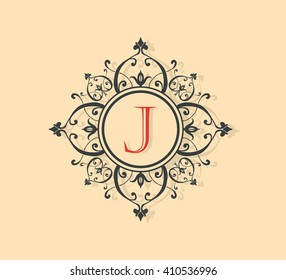 Letter  J Floral monogram.