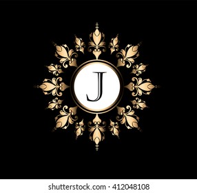 Letter J  Floral monogram.