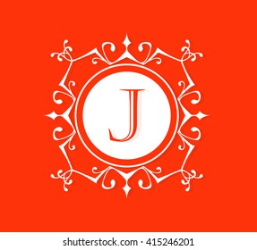 Letter J   Floral monogram.