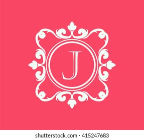 Letter J  Floral monogram.