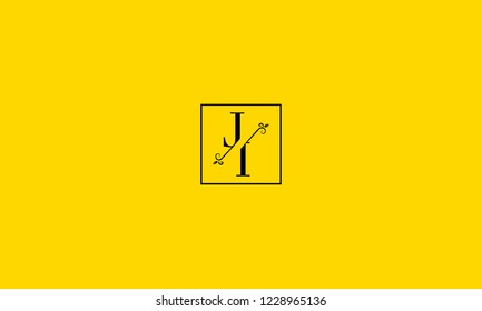 LETTER J AND I FLOWER LOGO WITH SQUARE FRAME FOR LOGO DESIGN OR ILLUSTRATION USE
