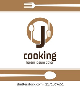 Letter J food and drink logo design, Restaurant, cafe icon illustration isolated on white background